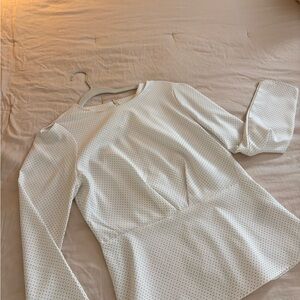 Banana Republic White Polka Dot Long Sleeve Blouse